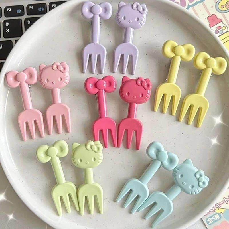 10Pcs Creative Mini Cute Fruit Fork Animation Peripheral Car