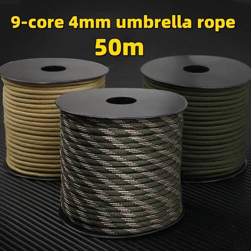 50m 550 Military Paracord 9 Strand 4mm Tactical Parachute Co
