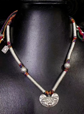 2024新款复古小众百搭合拼结彩色线绳如意项链配饰重工设计民族风