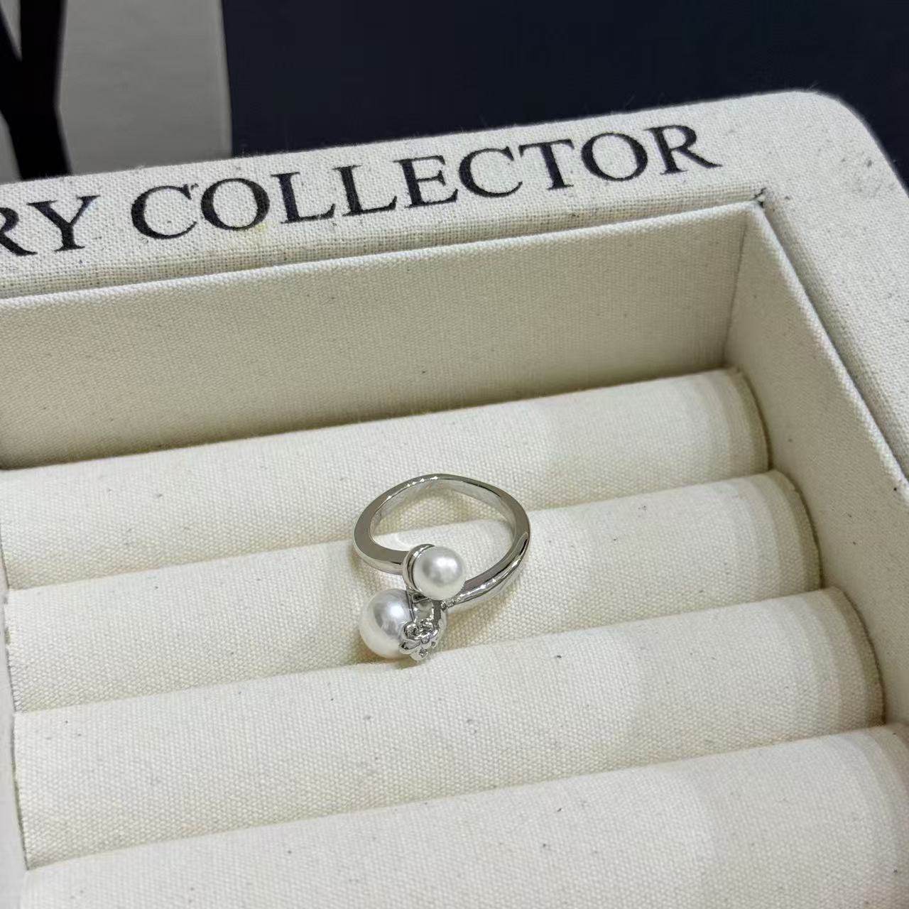 甜美少女珍珠编织十字架爱心流苏戒指女超仙设计感可调节食指戒潮