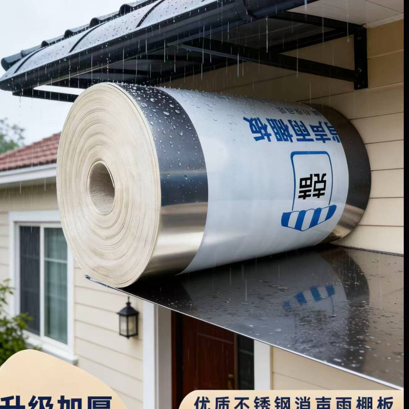 户外雨棚板不锈钢无声雨棚板阳台飘窗静音雨棚板防盗窗雨板消音板图片