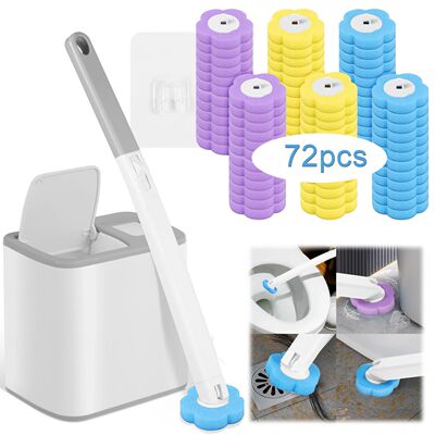 Toilet Brush and Holder Set with Disposable Refills Replacem