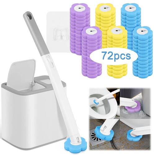 Toilet Brush and Holder Set with Disposable Refills Replacem