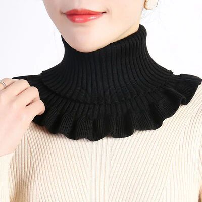 New Winter Knitted Warm Neckerchief For Women Solid Color Ru