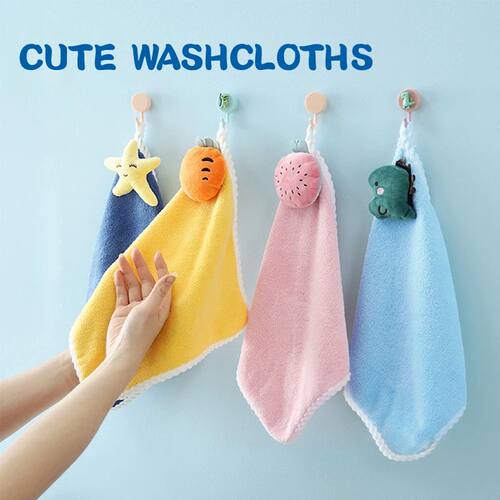 1/2 /4 Pcs Cute Hand Towels Kids Baby Microfiber Fingertip T