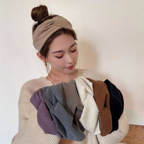 Korean Style Wide Cross Headbands for Woman Solid Hairband E