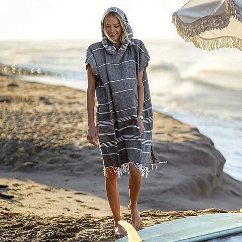 Turkish Wearable Beach Towel Sandproof Cotton Large Surf Pon