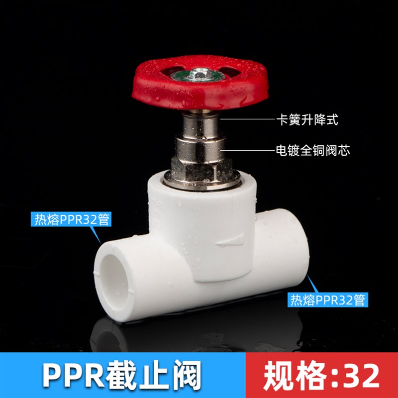 ppr截止阀水管配件大全自来水阀门开关升降式闸阀全铜Y阀芯20加厚