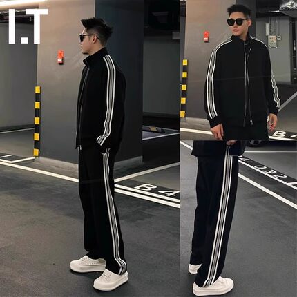 运动套装男款春秋季宽松休闲开衫夹克外套潮流学生痞帅一整套穿搭