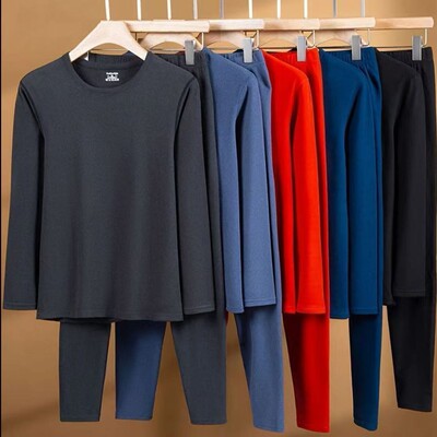 秋冬季男士高档保暖内衣套装双面德绒圆领加厚防寒秋衣秋裤加大码