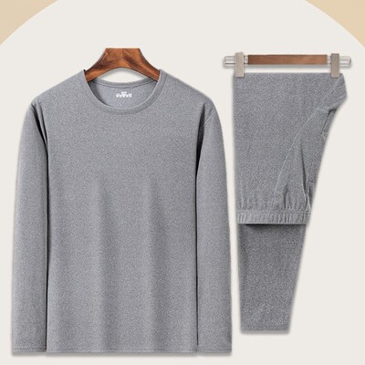 【同款】男士双面德绒自发热中年保暖内衣套装圆领秋衣秋裤男