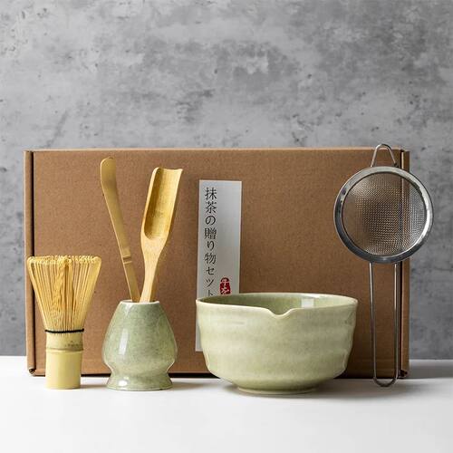 4/5/6PCS Matcha Set Bamboo Whisk Teaspoon Ceramic Bowl Trand