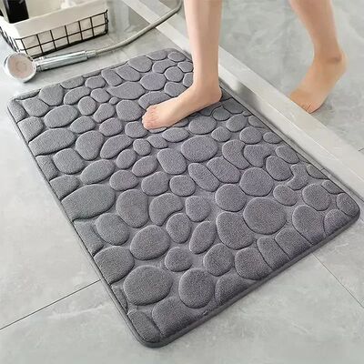 3D Non Slip Bathroom Mat Cobblestone Embossed Bath Mats Abso