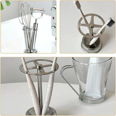 Stainless Steel Toothbrush Holder Toothpaste Stand Shelves B