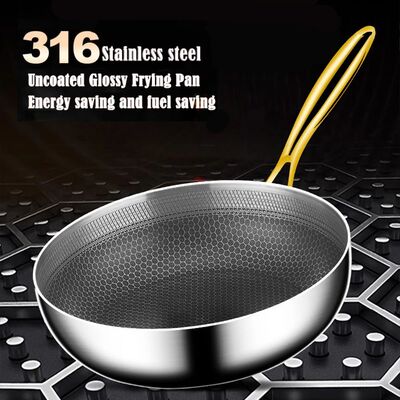 316 Stainless Steel Frying Pan Wok Non-stick Cooking Honeyco