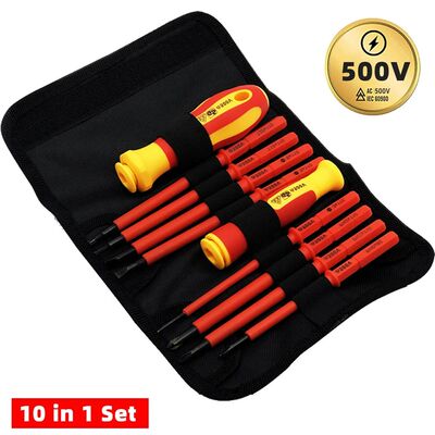 10Pcs Interchangeable Blade VDE Insulated Screwdriver Set wi