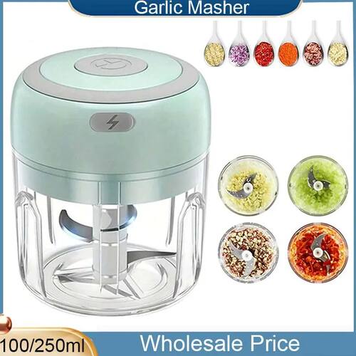 100/250mL Mini Crusher Chopper USB Charging Garlic Mincer  E