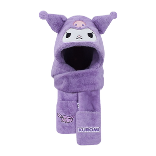 正版美乐蒂库洛米帕恰狗毛绒帽子女冬季可爱保暖手套围巾连帽一体