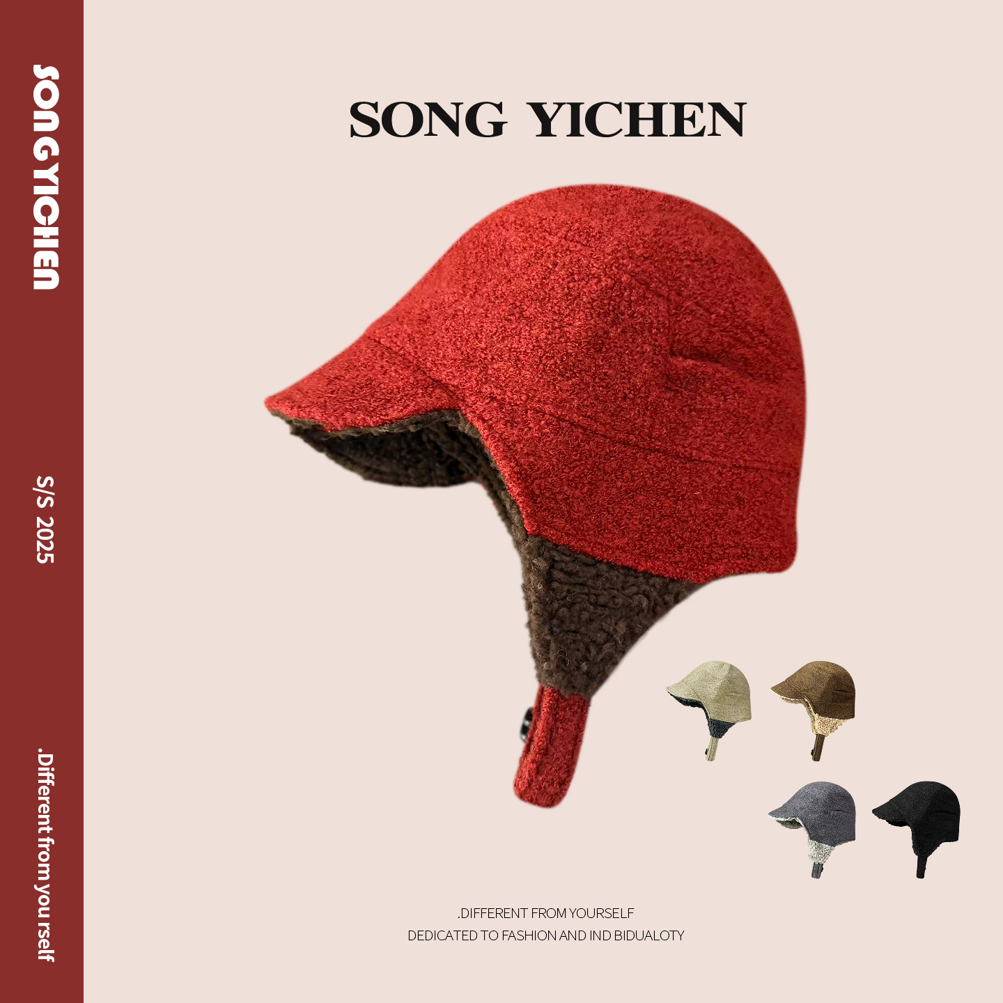 日本羊羔毛飞行帽双面戴护耳帽子