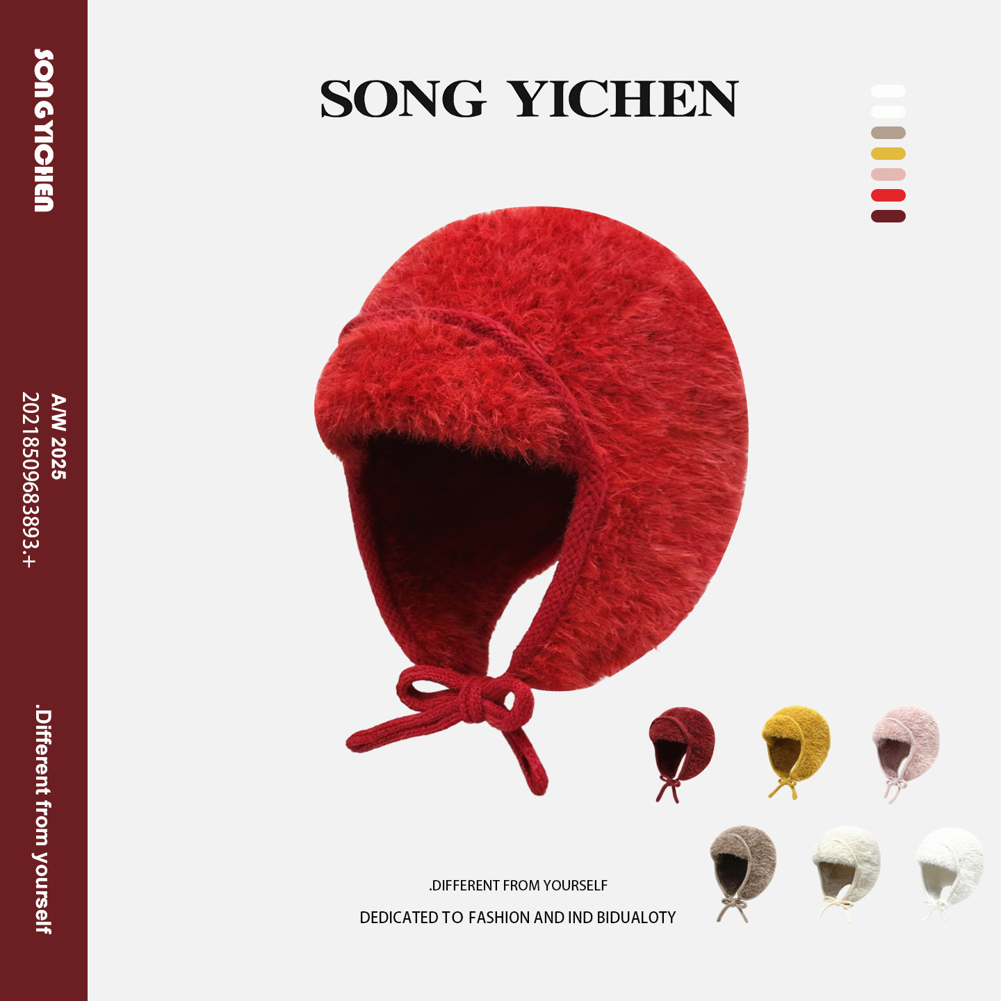 冬季红色飞行员毛绒雷锋帽子女