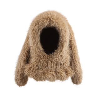 邦尼兔毛绒绒兔耳朵帽子女秋冬季可爱保暖加厚仿皮草帽子围脖一体