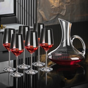 红酒杯轻奢高级感家用高端新款 葡萄酒高脚杯 水晶杯醒酒器套装 欧式