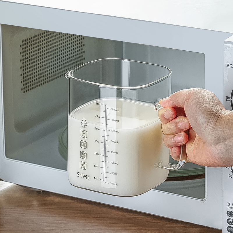 高硼硅玻璃儿童刻度牛奶杯早餐杯