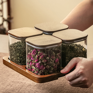 方形家用茶叶储存罐便携茶叶罐空罐多功能民宿花茶红茶收纳密封罐