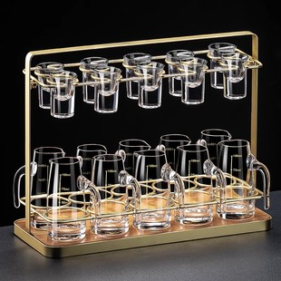高颜值白酒杯分酒器套装中式家用玻璃小号酒杯架子置物架创意酒具