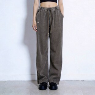 【正确版本】SMF野性复古直筒运动裤复古做旧抽绳磨色宽松休闲裤