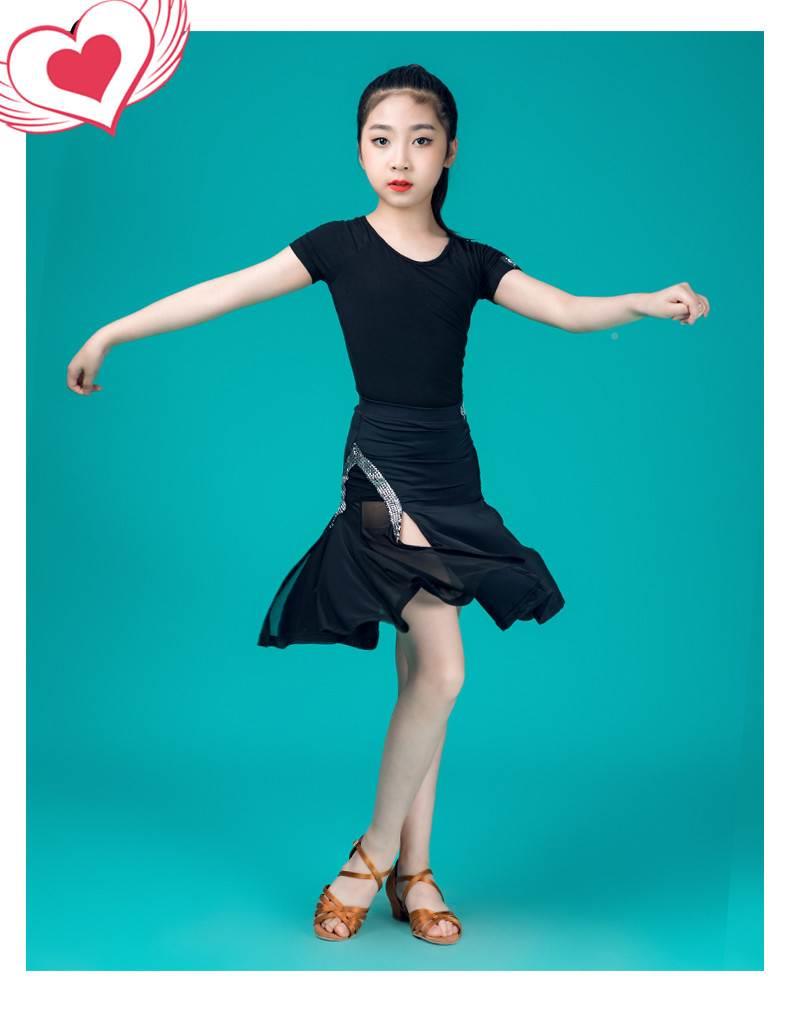 l童拉丁舞服儿装表演演短服袖夏季练功服女童专业比赛服舞蹈裙出