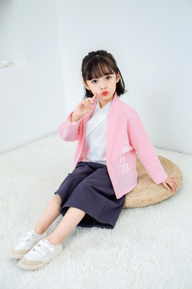 l演儿童汉服改良国学服中国中式唐装民国风女诗歌朗诵男风套装表