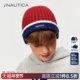 男童女童毛线帽秋冬季 NAUTICA 诺帝卡童装 儿童针织帽子自发热拼色