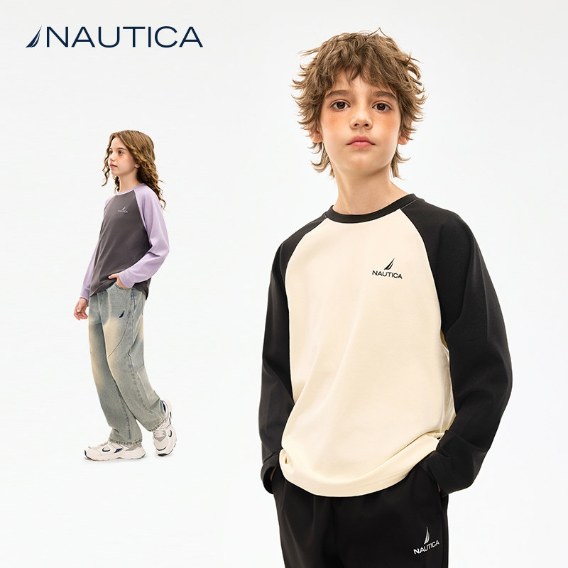 【天猫U先】NAUTICA童装男女童圆领打底衫秋冬长袖T恤男大童上衣