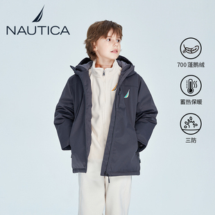 【700蓬鹅绒服】NAUTICA童装男女童三防中长款儿童冬季防水羽绒服