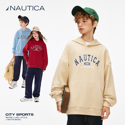 【儿童美式复古】NAUTICA童装 男女童连帽卫衣春秋季宽松外穿