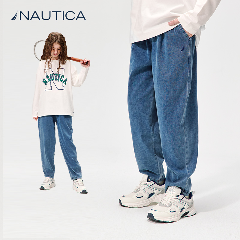 NAUTICA/诺帝卡童装 男童女童牛仔长裤春秋款儿童宽松针织弹力