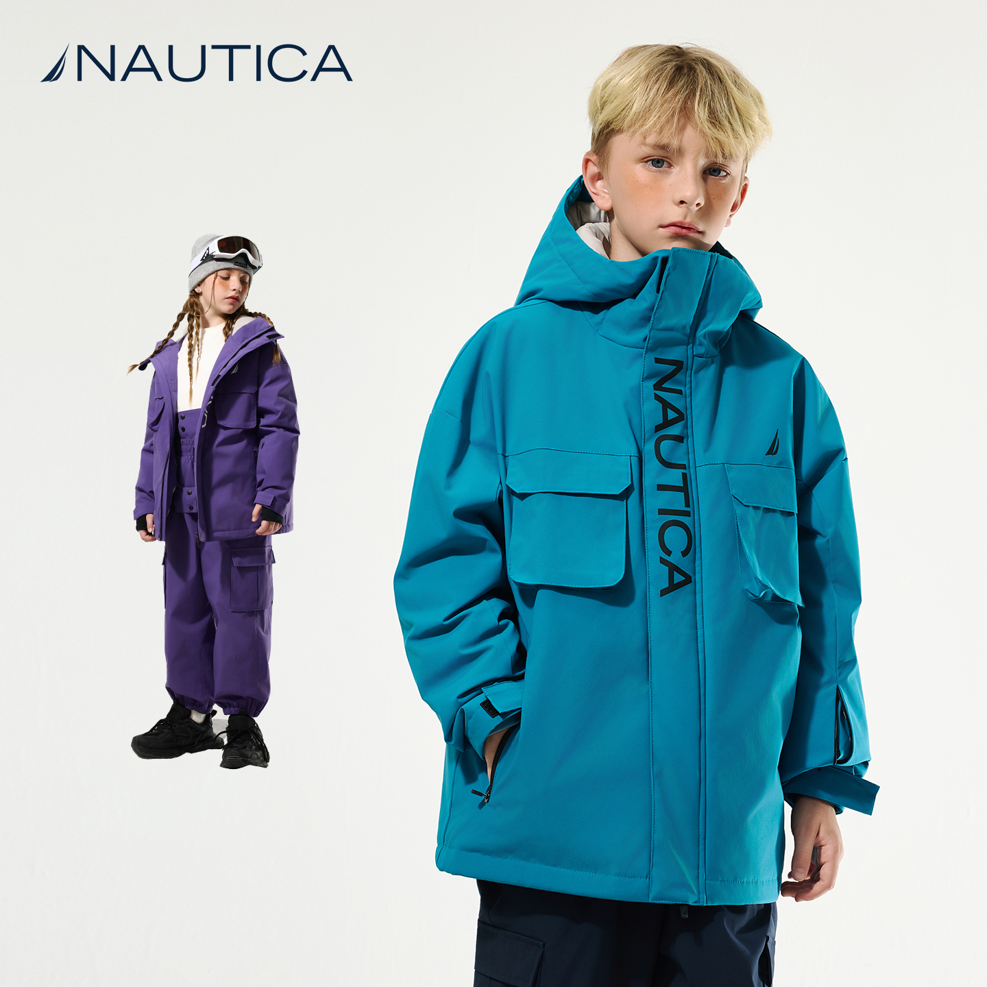 【三防滑雪服】NAUTICA童装 男童女童户外冲锋秋冬季外衣3M新雪丽