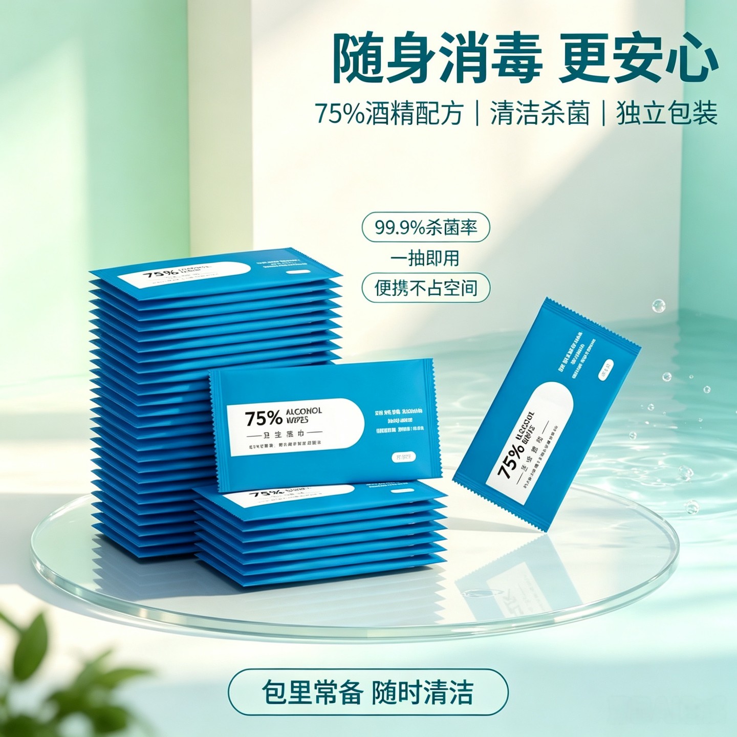 哎小巾75%酒精湿巾杀菌99.9%皮肤手机清洁抗菌消毒湿巾单独立包装