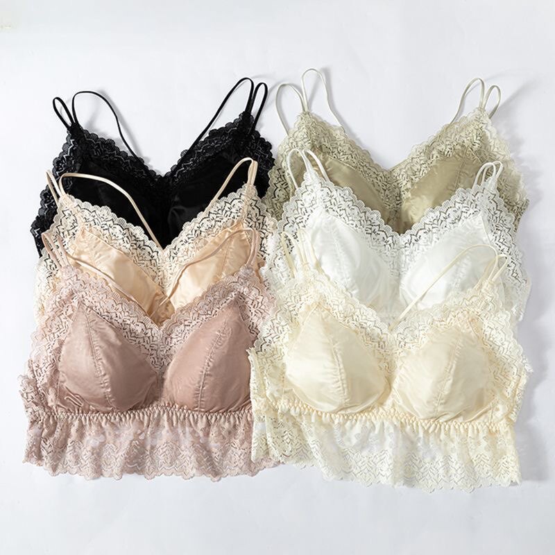 法式真丝无钢圈文胸女性感桑蚕丝三角杯小胸聚拢胸罩薄款蕾丝内衣
