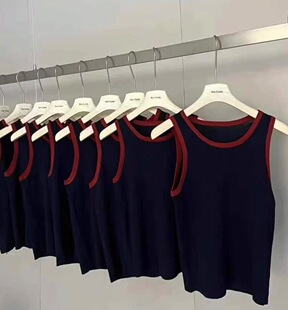 上衣外穿针织洋气 显瘦无袖 撞色吊带背心女内搭打底衫 秋冬打底修身