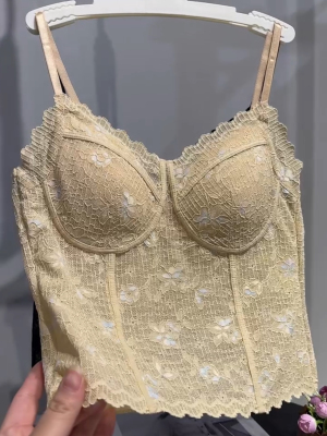 鱼骨美背收腹美背短款内搭打底夏季文胸一体式聚拢纯欲性感内衣女