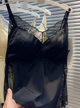 蕾丝吊带背心女夏季缎面一体式文胸美背无痕抹胸聚拢内衣抹胸打底