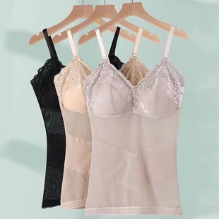 蕾丝吊带背心式美背文胸一体式妈妈中年内衣聚拢收副乳塑身衣大码