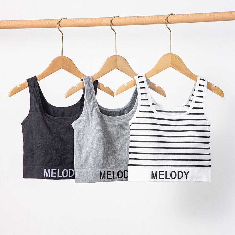 休闲吊带背心带胸垫外穿条纹小清新美背针织无袖打底裹胸上衣抹胸