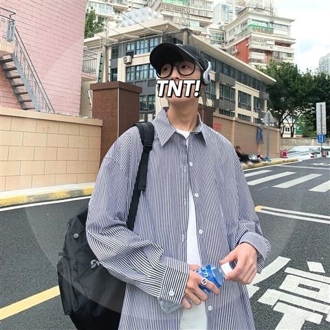 蓝色条纹衬衫男短袖夏季薄款冰丝衬衣日系设计感小众