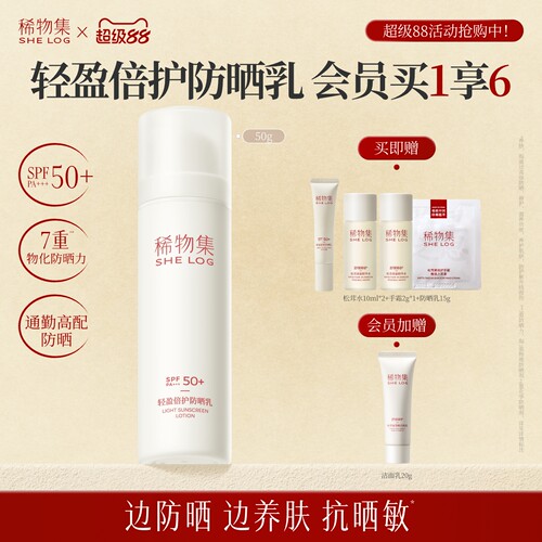 【通勤防护伞】稀物集小蘑伞轻透倍护防晒霜女SPF50+清爽面部防晒