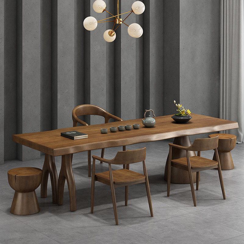 实木茶桌椅组合一桌五椅创意大板茶室茶台阳台原木侘寂风茶几桌子,住宅家具,家用茶台/茶桌,淘宝优惠券,粉丝福利购,淘宝优惠卷