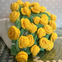 Одеяло курино-желтого цвета + молочно-белой розы [диаметр 100 см] из шерсти со снежными перьями