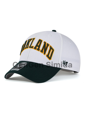 47brand MVP 硬顶白色拼绿色奥克兰队刺绣款棒球帽出游运动弯檐帽